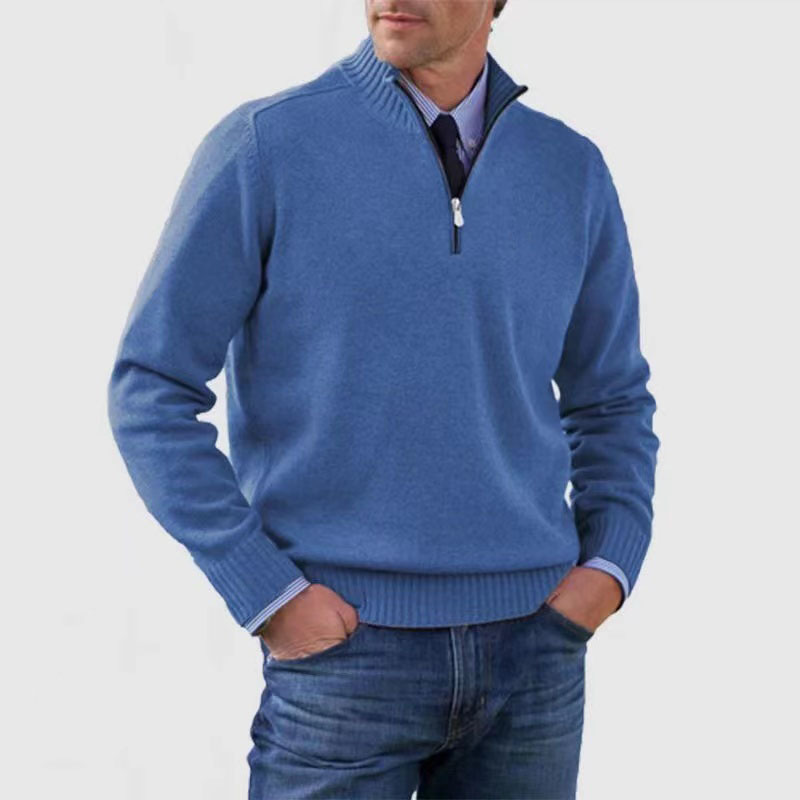 Heren trui met halve rits en opstaande kraag in diverse kleuren – comfortabele knit voor werk & weekend
