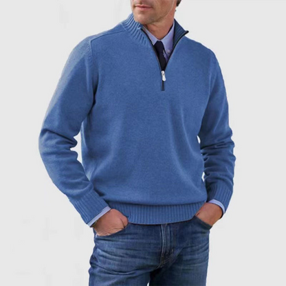 Heren trui met halve rits en opstaande kraag in diverse kleuren – comfortabele knit voor werk & weekend