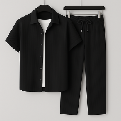 Heren set met overhemd en broek – comfortabele en stijlvolle outfit voor najaar, vakantie en casual gelegenheden in diverse kleuren