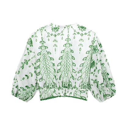 Dames Zomerset met Blouse en Korte Broek Luchtige Stoffen met Geborduurde Print en Boho Details
