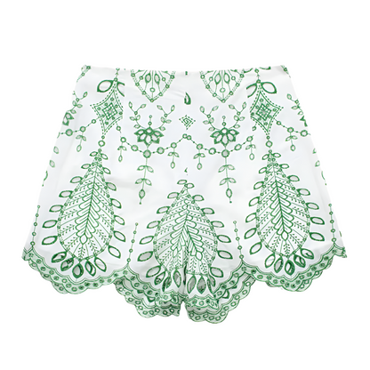 Dames Zomerset met Blouse en Korte Broek Luchtige Stoffen met Geborduurde Print en Boho Details