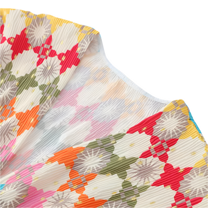Dames Maxi Zomerjurk met Diepe V-hals en Losvallende Mouwen Lichte Stof met Ruitpatroon
