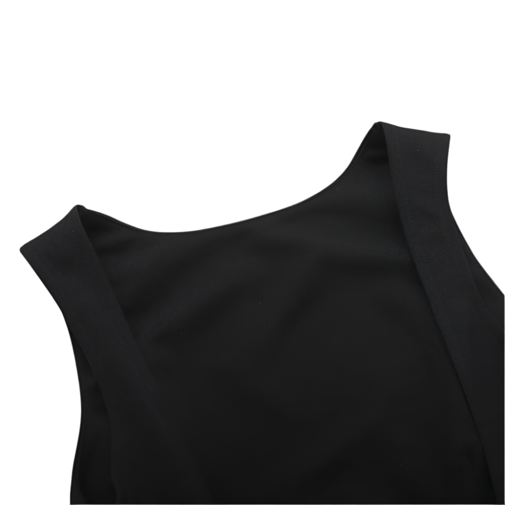 Janessa – Mouwloze Mini Jurk met Open Rug en Elegante Pasvorm