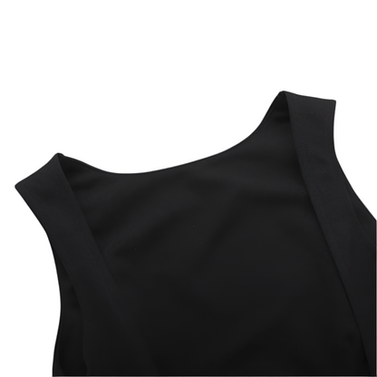 Janessa – Mouwloze Mini Jurk met Open Rug en Elegante Pasvorm