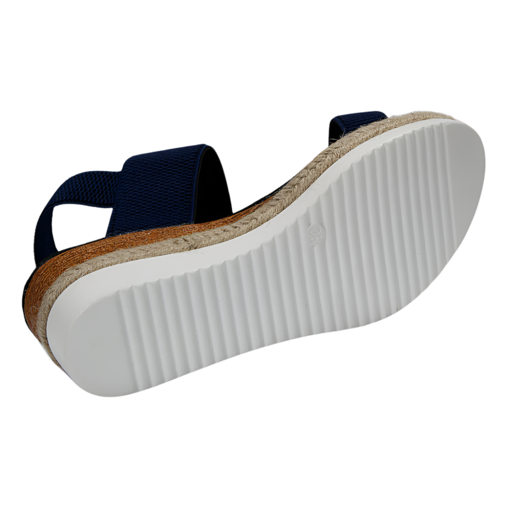 Dames Sleehak Sandalen met Elastische Band en Jute Rand Comfortzool en Verhoogde Hiel