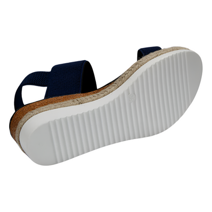 Dames Sleehak Sandalen met Elastische Band en Jute Rand Comfortzool en Verhoogde Hiel