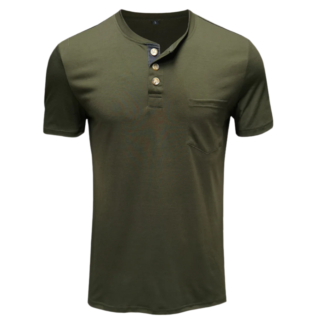 Xandar - Stijlvol T-shirt met knoopsluiting voor mannen