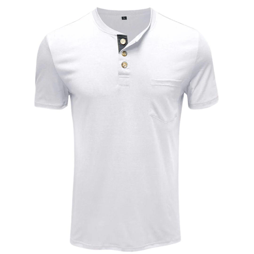 Xandar - Stijlvol T-shirt met knoopsluiting voor mannen