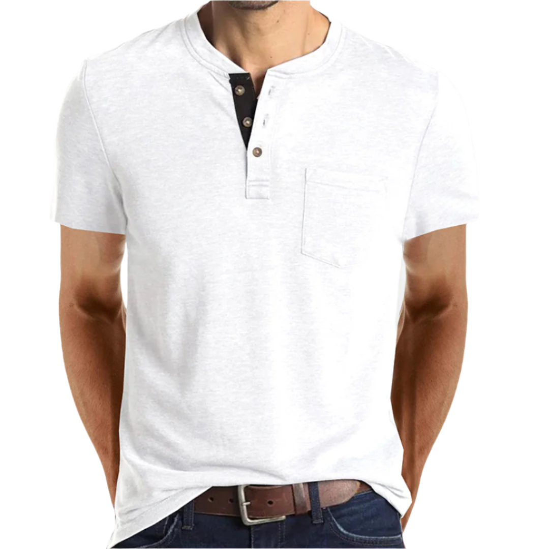 Xandar - Stijlvol T-shirt met knoopsluiting voor mannen