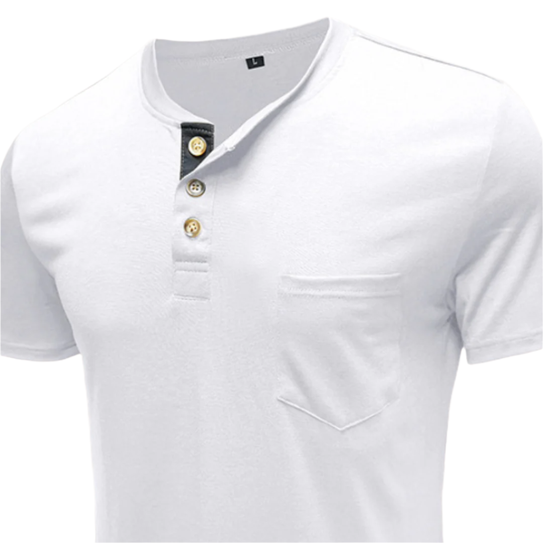 Xandar - Stijlvol T-shirt met knoopsluiting voor mannen