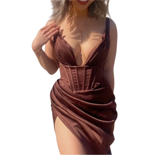 Javiera - Elegante jurk van zijde en satijn voor dames