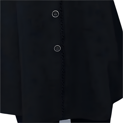 Damesjurk met V-Hals, Blousekraag en Geprinte Mouwen Soepel Doorknoopmodel met Elegante Strik