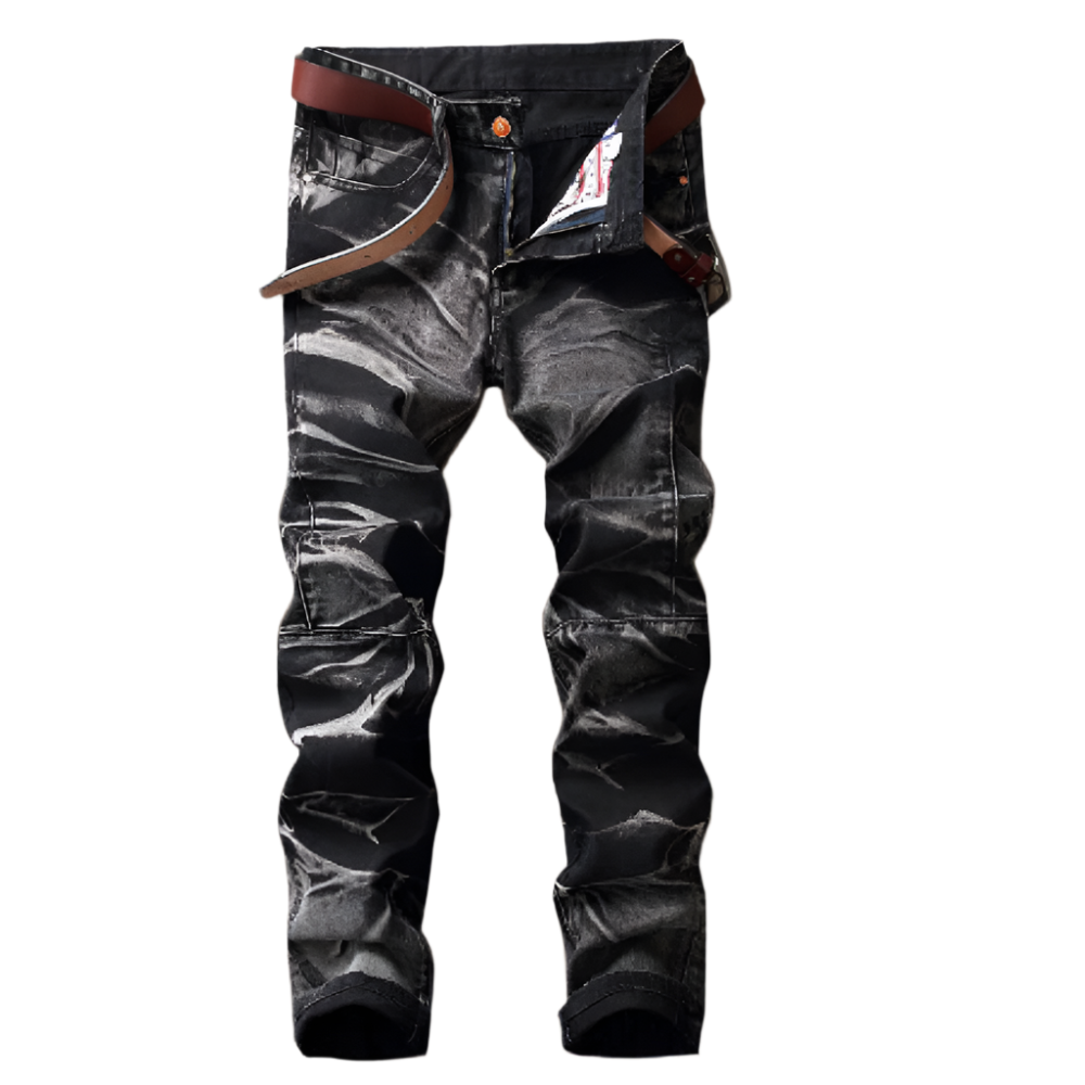 Heren Jeans met Gewassen Effect en Opvallende Wassing Stoere Slim Fit Spijkerbroek met Stretch