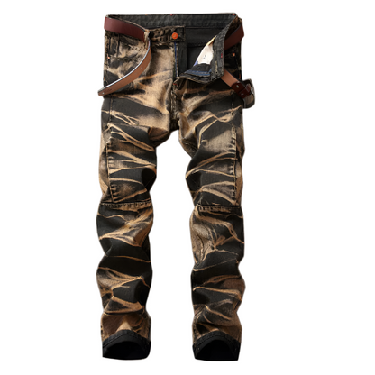 Heren Jeans met Gewassen Effect en Opvallende Wassing Stoere Slim Fit Spijkerbroek met Stretch