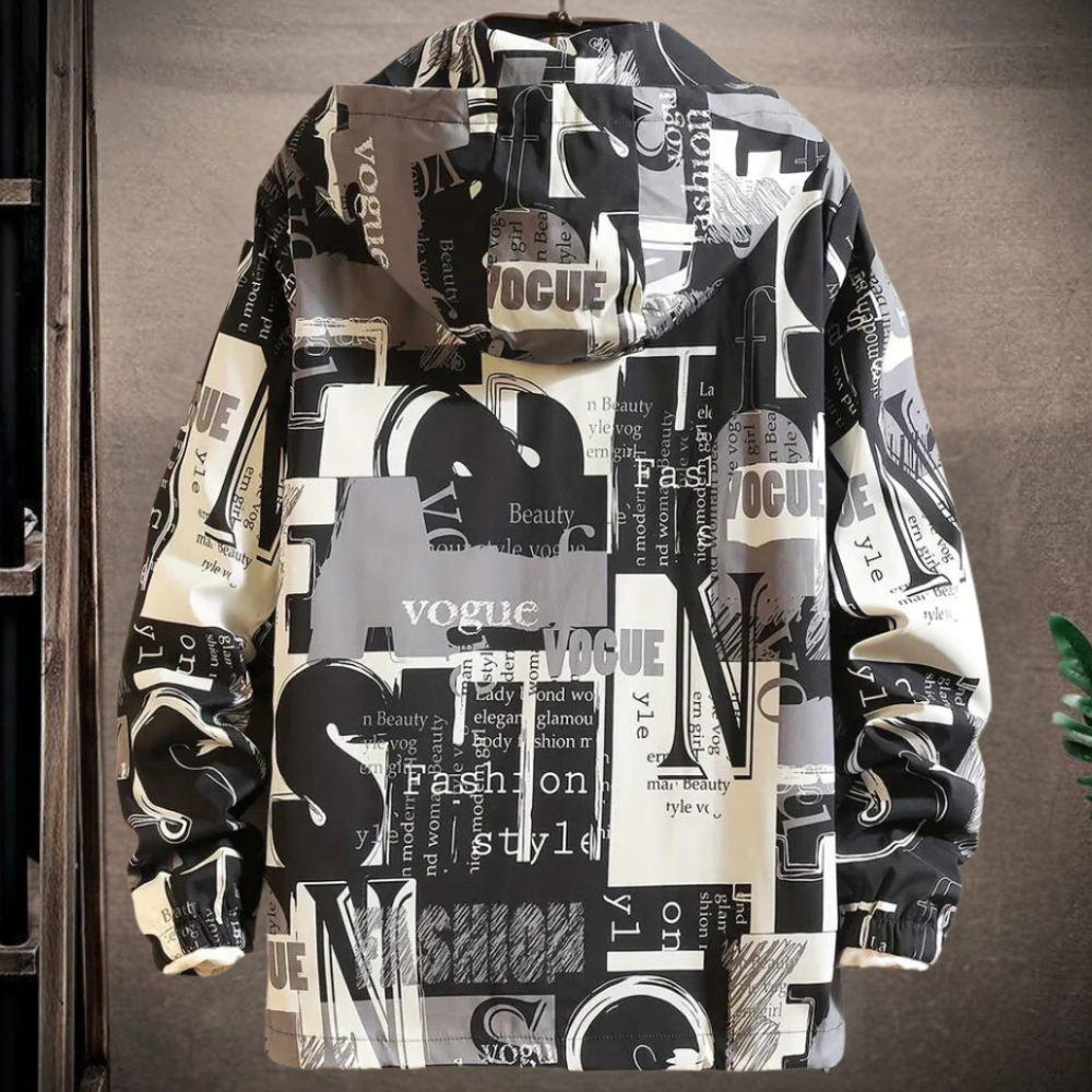 Heren Windjack met Grafische Print en Capuchon Lichtgewicht Jasje met Streetstyle Look