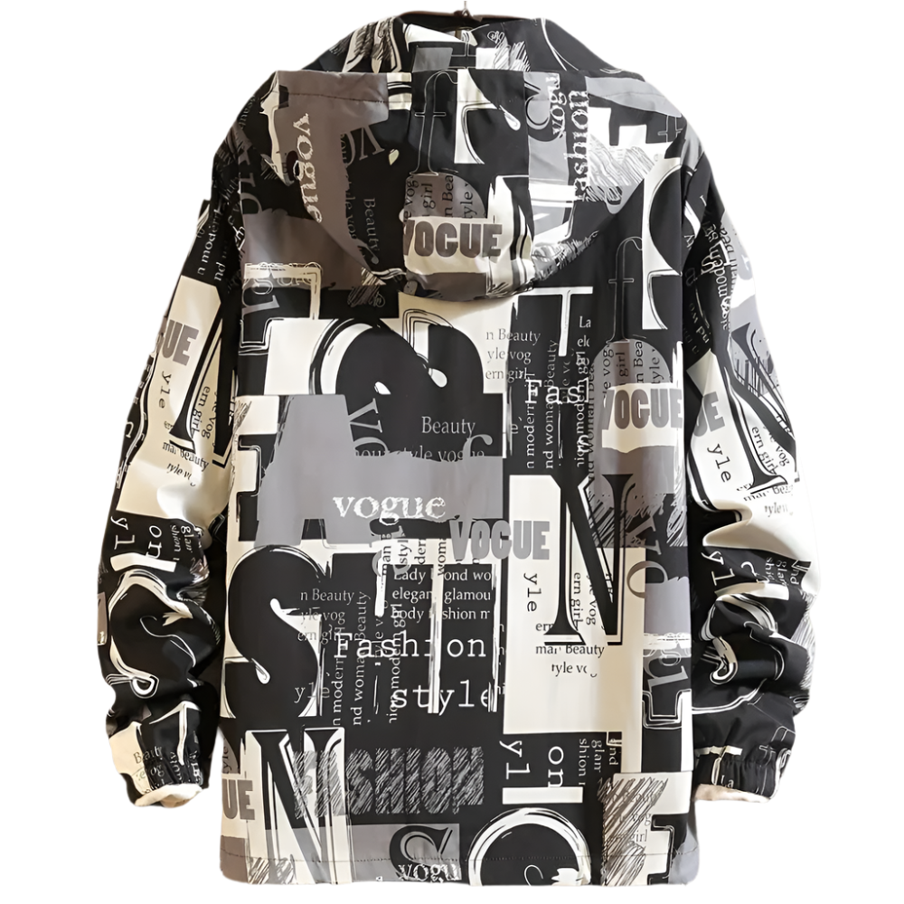 Heren Windjack met Grafische Print en Capuchon Lichtgewicht Jasje met Streetstyle Look