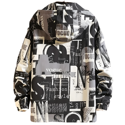 Heren Windjack met Grafische Print en Capuchon Lichtgewicht Jasje met Streetstyle Look