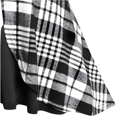 Dames Jurk met Geruit Design en Knoopdetail Asymmetrisch Model met Tailleceintuur