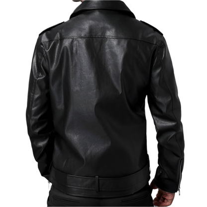 Heren Bikerjack van Hoogwaardig Imitatieleer Tijdloos Motorjack met Stoere Details en Comfortabele Pasvorm