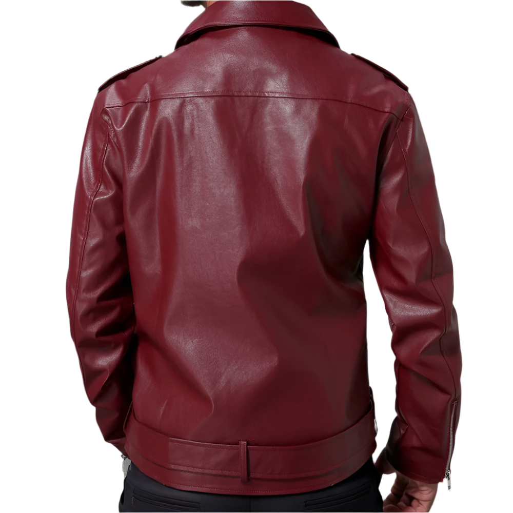 Heren Bikerjack van Hoogwaardig Imitatieleer Tijdloos Motorjack met Stoere Details en Comfortabele Pasvorm