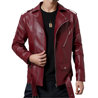 Heren Bikerjack van Hoogwaardig Imitatieleer Tijdloos Motorjack met Stoere Details en Comfortabele Pasvorm