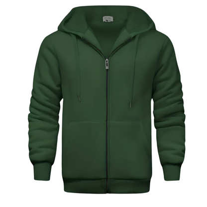 Heren Hoodie met Rits en Warme Fleecevoering Sweatvest met Capuchon en Steekzakken