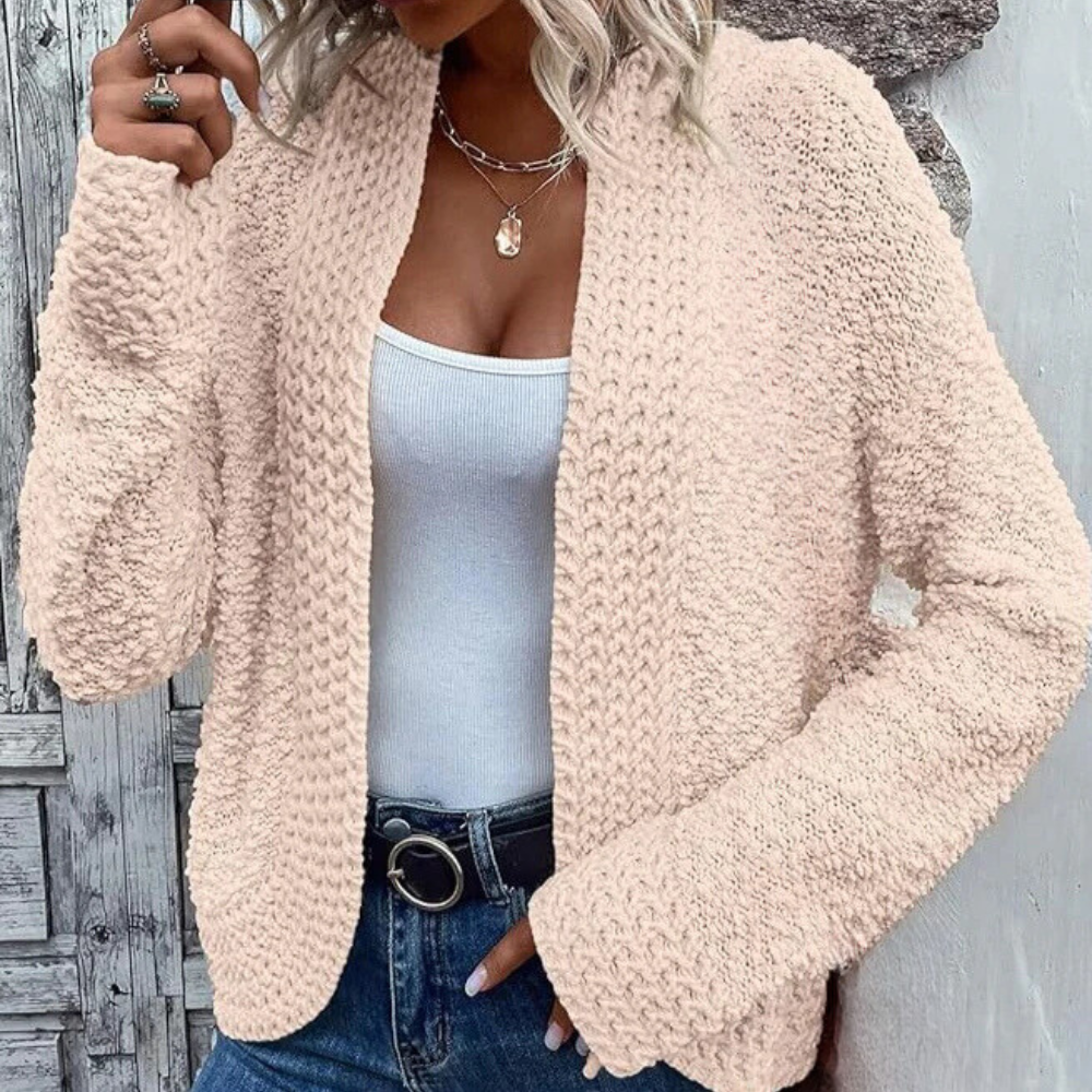Dames vest met open voorkant en zachte grofgebreide textuur Comfortabel en stijlvol voor elke dag