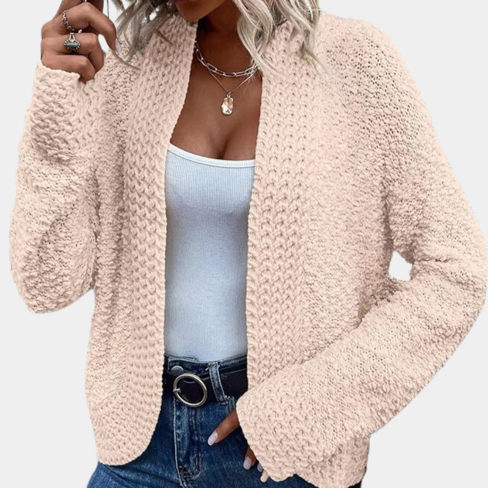 Dames vest met open voorkant en zachte grofgebreide textuur Comfortabel en stijlvol voor elke dag