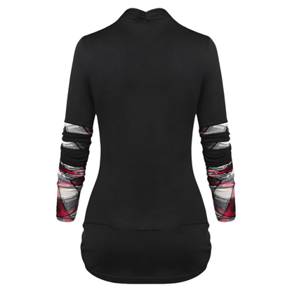 Dames tuniek top met rood ruitpatroon en verstelbare zoom Comfort met een speelse twist