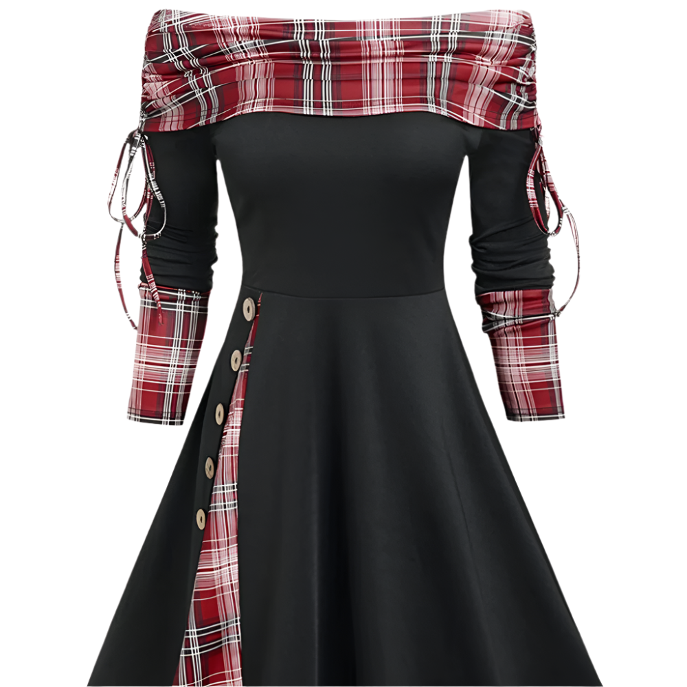 Dames off-shoulder midijurk met Aztec printdetails in zwart Stijlvolle eyecatcher voor elke gelegenheid