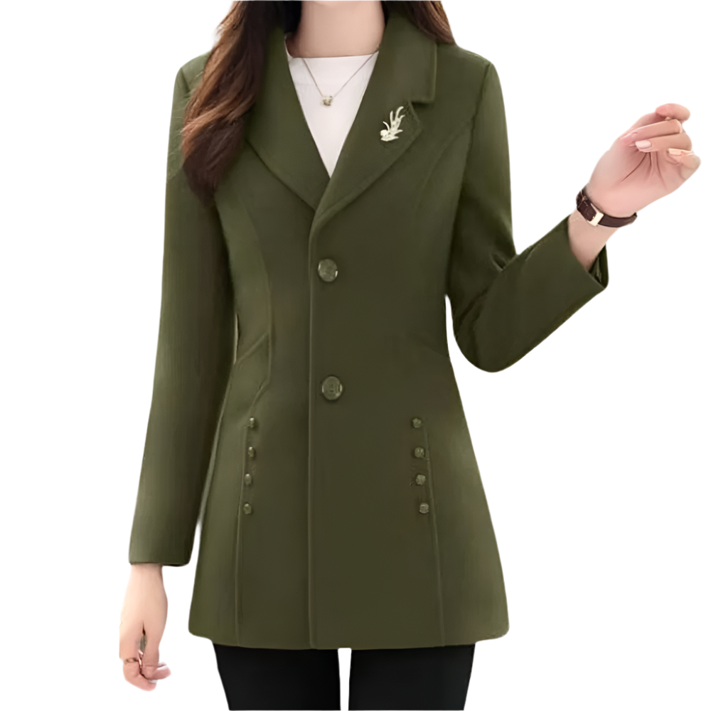 Dames Blazerjas voor Herfst en Lente Elegante Tussenjas met Getailleerde Pasvorm en Klassieke Revers