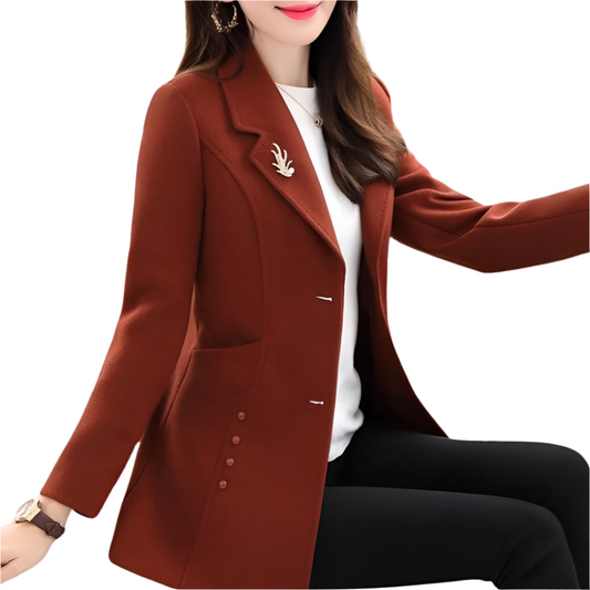 Dames Blazerjas voor Herfst en Lente Elegante Tussenjas met Getailleerde Pasvorm en Klassieke Revers
