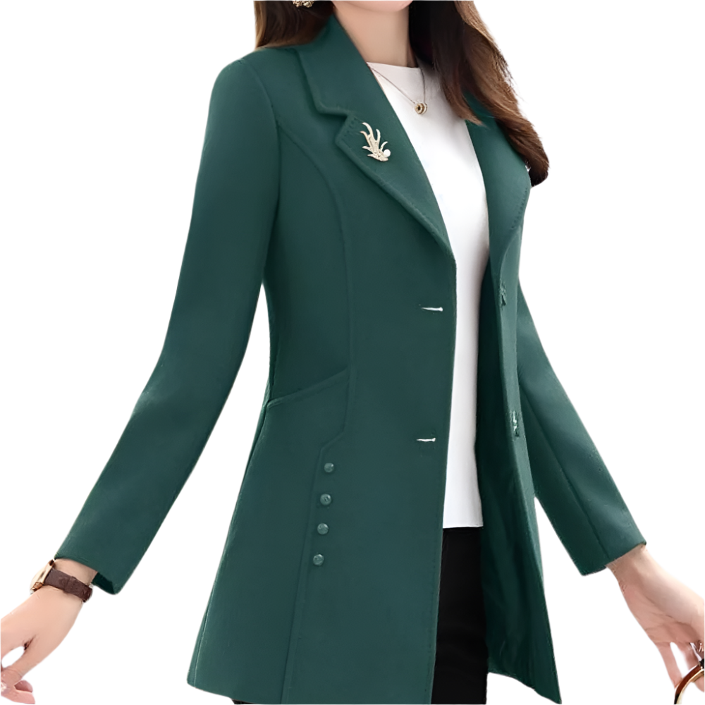 Dames Blazerjas voor Herfst en Lente Elegante Tussenjas met Getailleerde Pasvorm en Klassieke Revers