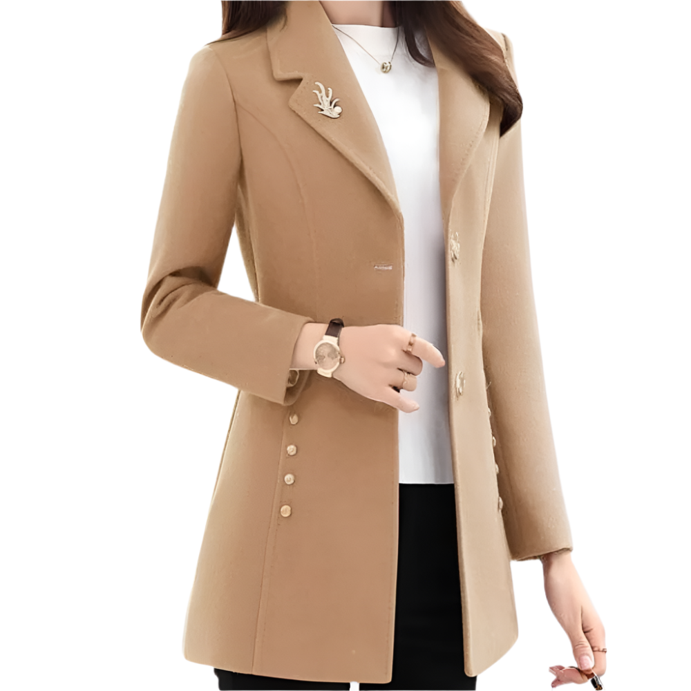Dames Blazerjas voor Herfst en Lente Elegante Tussenjas met Getailleerde Pasvorm en Klassieke Revers