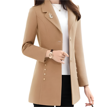 Dames Blazerjas voor Herfst en Lente Elegante Tussenjas met Getailleerde Pasvorm en Klassieke Revers