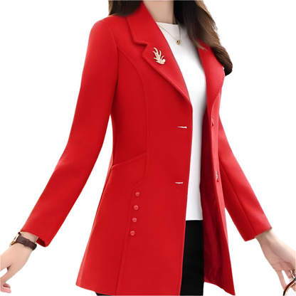 Dames Blazerjas voor Herfst en Lente Elegante Tussenjas met Getailleerde Pasvorm en Klassieke Revers