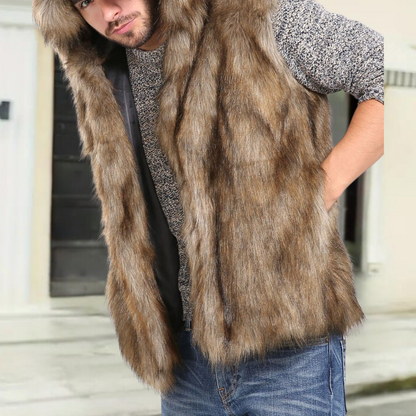 Heren Mouwloos Bodywarmer Met Bontlook Warme Tussenjas Voor Winter & Herfst