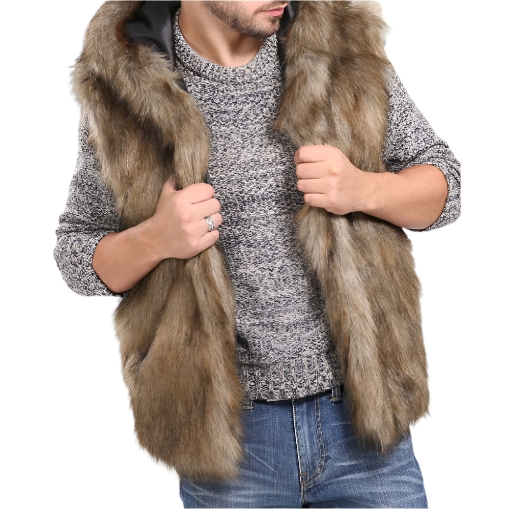 Heren Mouwloos Bodywarmer Met Bontlook Warme Tussenjas Voor Winter & Herfst