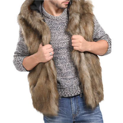 Heren Mouwloos Bodywarmer Met Bontlook Warme Tussenjas Voor Winter & Herfst