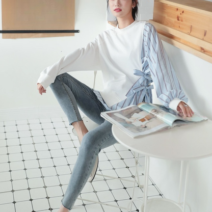 Dames Blouse-Sweater Combi met Asymmetrische Details Trendy en Comfortabel in Één