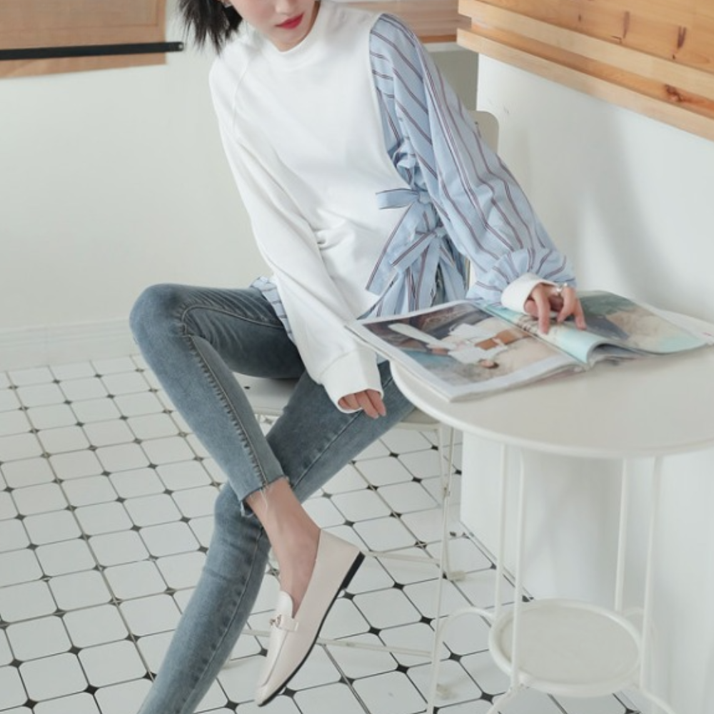 Dames Blouse-Sweater Combi met Asymmetrische Details Trendy en Comfortabel in Één