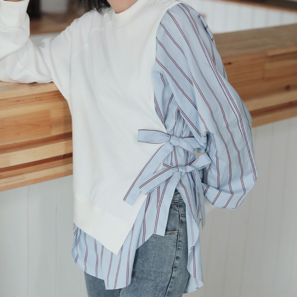 Dames Blouse-Sweater Combi met Asymmetrische Details Trendy en Comfortabel in Één