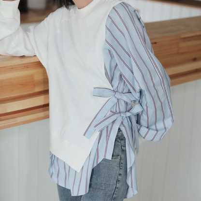 Dames Blouse-Sweater Combi met Asymmetrische Details Trendy en Comfortabel in Één