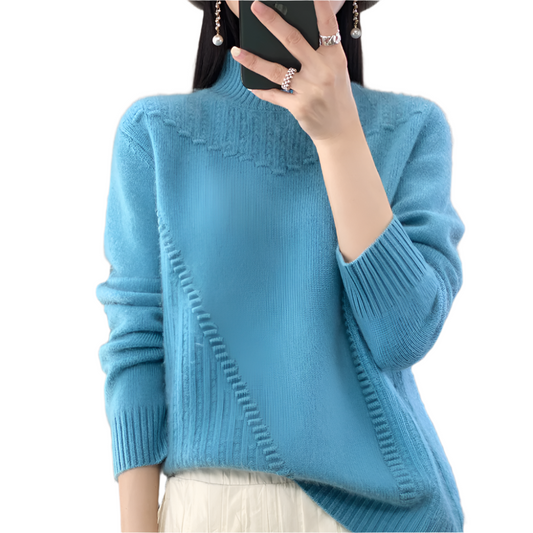 Dames Gebreide Trui met Asymmetrisch Ribpatroon Comfortabele en Stijlvolle Everyday Knit voor Herfst en Winter