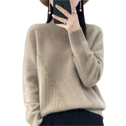 Dames Gebreide Trui met Asymmetrisch Ribpatroon Comfortabele en Stijlvolle Everyday Knit voor Herfst en Winter
