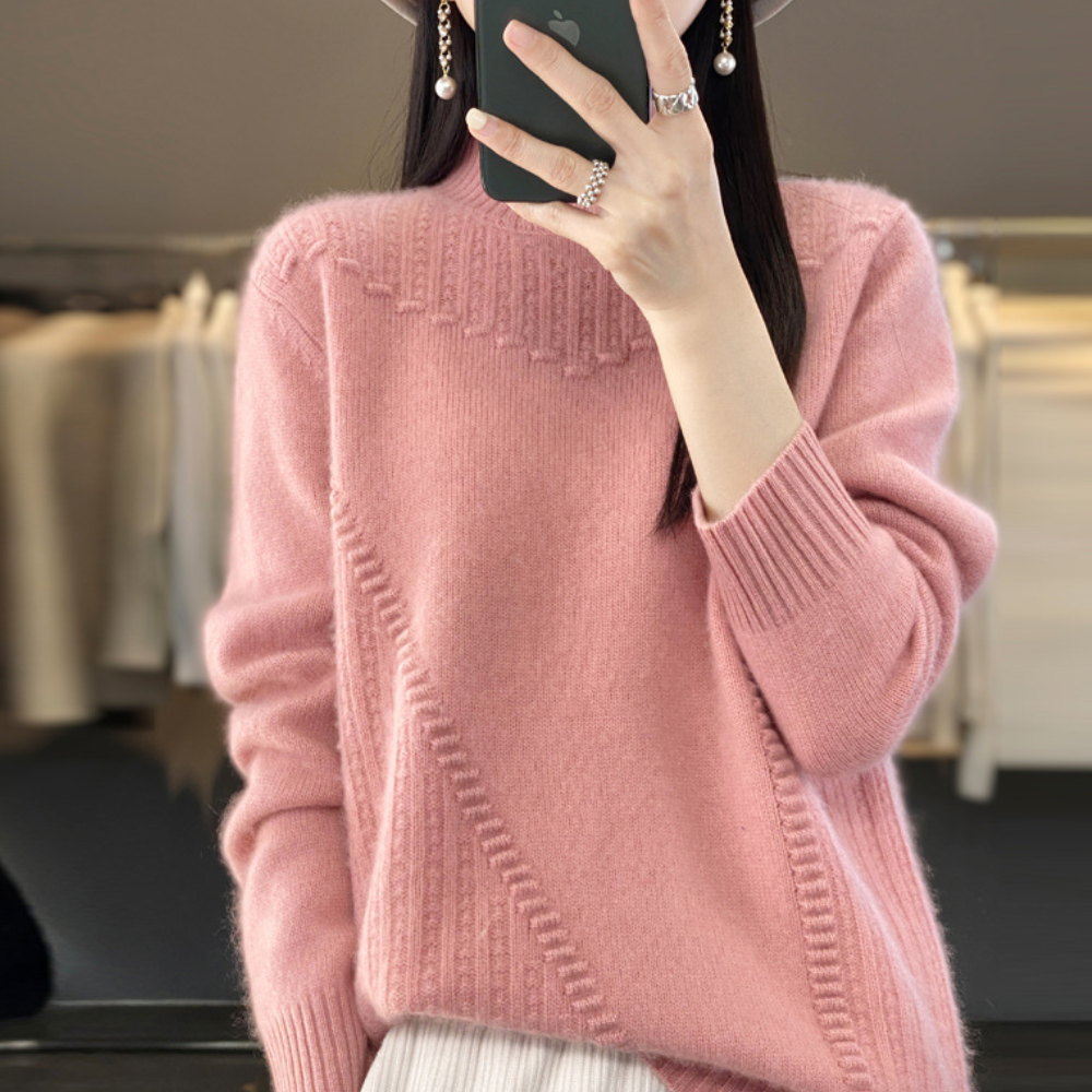 Dames Gebreide Trui met Asymmetrisch Ribpatroon Comfortabele en Stijlvolle Everyday Knit voor Herfst en Winter
