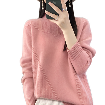 Dames Gebreide Trui met Asymmetrisch Ribpatroon Comfortabele en Stijlvolle Everyday Knit voor Herfst en Winter