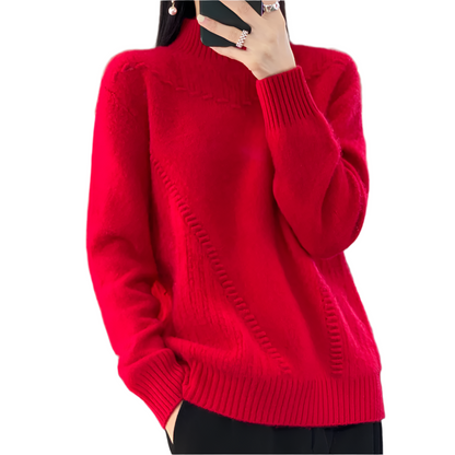 Dames Gebreide Trui met Asymmetrisch Ribpatroon Comfortabele en Stijlvolle Everyday Knit voor Herfst en Winter
