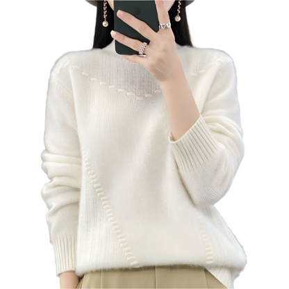 Dames Gebreide Trui met Asymmetrisch Ribpatroon Comfortabele en Stijlvolle Everyday Knit voor Herfst en Winter