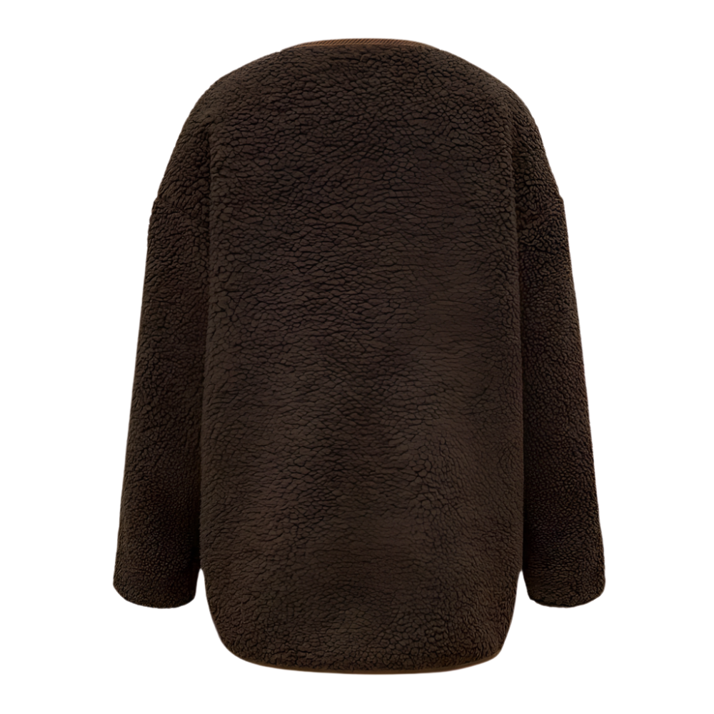 Dames Teddy Fleece Jas met Drukknopen Warme en Comfortabele Tussenjas met Casual Pasvorm